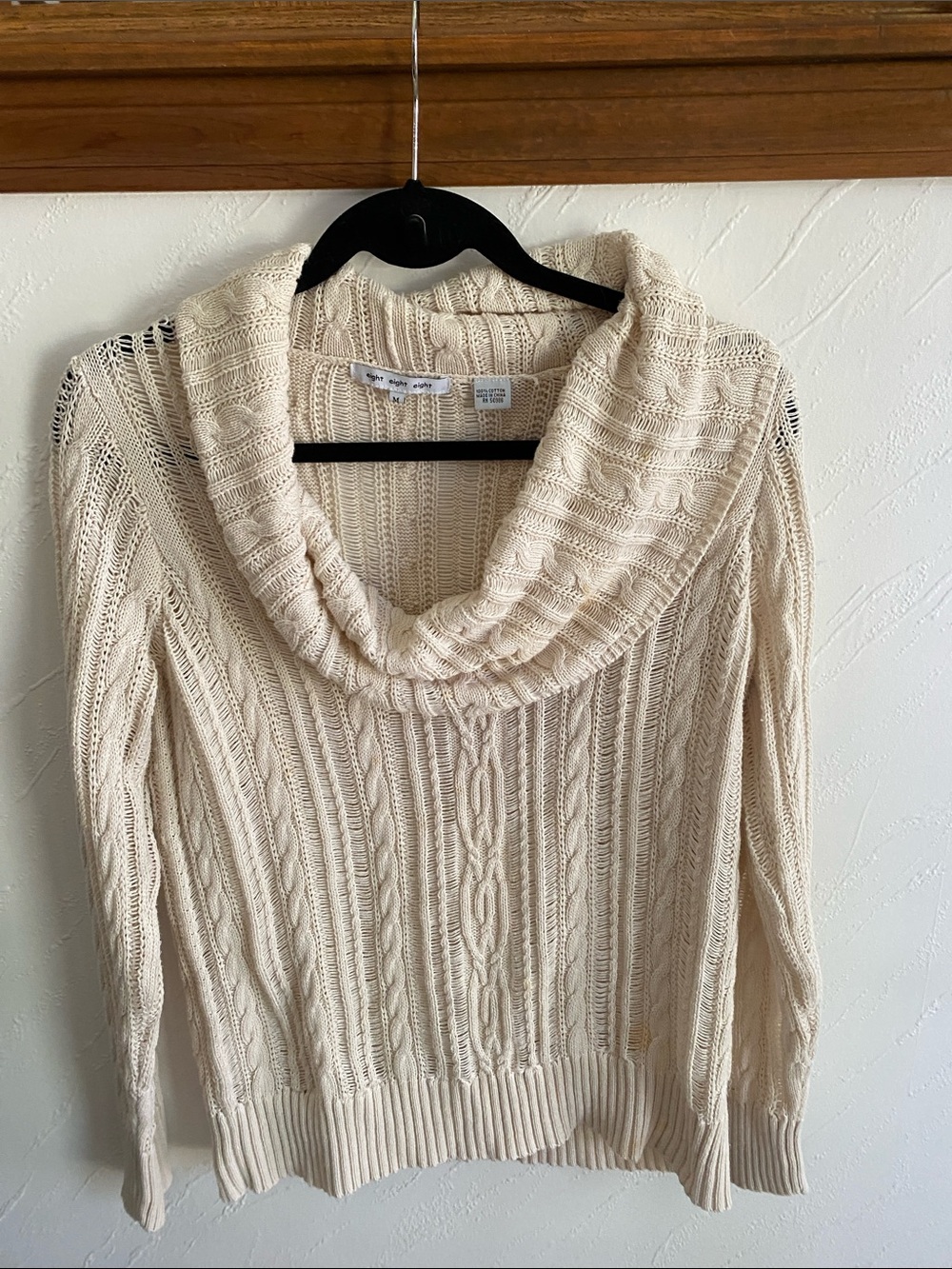 eight eight eight Cream Cable Knit Cowl Sweater